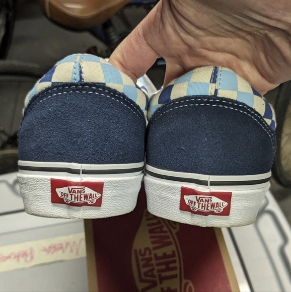Rare EUC Vans Old Skool Blue Topaz Checkered Canvas Skate Shoes - Size 10 - Picture 6 of 8